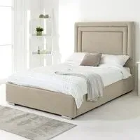 Santiago Super King Size Bed Frame with Boxed Headboard - Cream