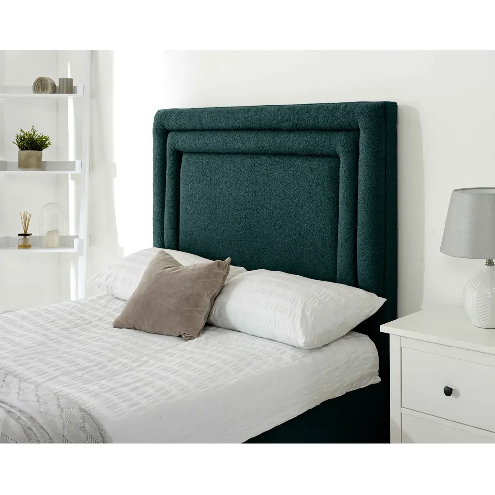Santiago Super King Size Bed Frame with Boxed Headboard - Green
