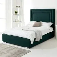Santiago Super King Size Bed Frame with Boxed Headboard - Green