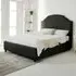 Sareen Double Bed Frame with Curved Headboard - Black, Velvet