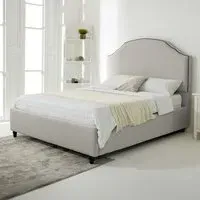 Sareen Double Bed Frame with Curved Headboard - Silver, Velvet