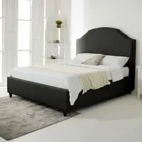 Sareen King Size Bed Frame with Curved Headboard - Black, Velvet