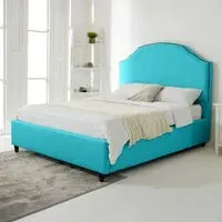 Sareen King Size Bed Frame with Curved Headboard - Teal, Velvet