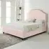 Sareen Single Bed Frame with Curved Headboard - Pink, Velvet