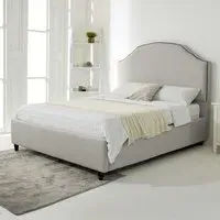 Sareen Single Bed Frame with Curved Headboard - Silver, Velvet