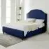 Sareen Small Double Bed Frame with Curved Headboard - Blue, Velvet