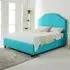 Sareen Small Double Bed Frame with Curved Headboard - Blue, Velvet