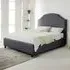 Sareen Small Double Bed Frame with Curved Headboard - Grey, Velvet