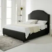 Sareen Super King Size Bed Frame with Curved Headboard - Black, Velvet