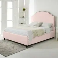 Sareen Super King Size Bed Frame with Curved Headboard - Pink, Velvet