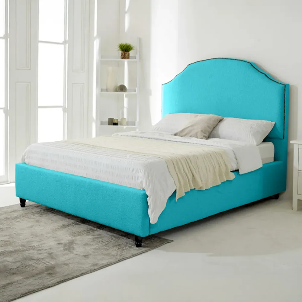 Sareen Super King Size Bed Frame with Curved Headboard - Teal, Velvet