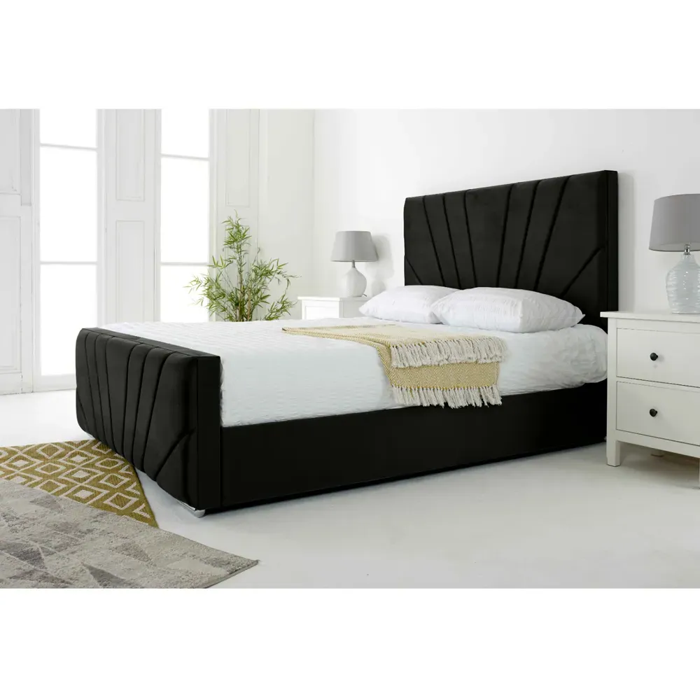 Scarlett Double Bed Frame - Black, Velvet