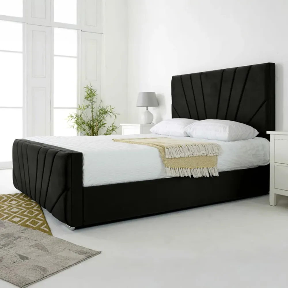 Scarlett Double Bed Frame - Black, Velvet