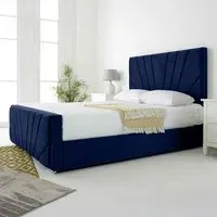 Scarlett Double Bed Frame - Blue, Velvet
