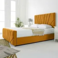 Scarlett Double Bed Frame - Orange, Velvet