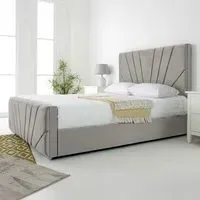 Scarlett Double Bed Frame - Silver, Velvet