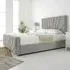 Scarlett Double Bed Frame - Silver, Velvet