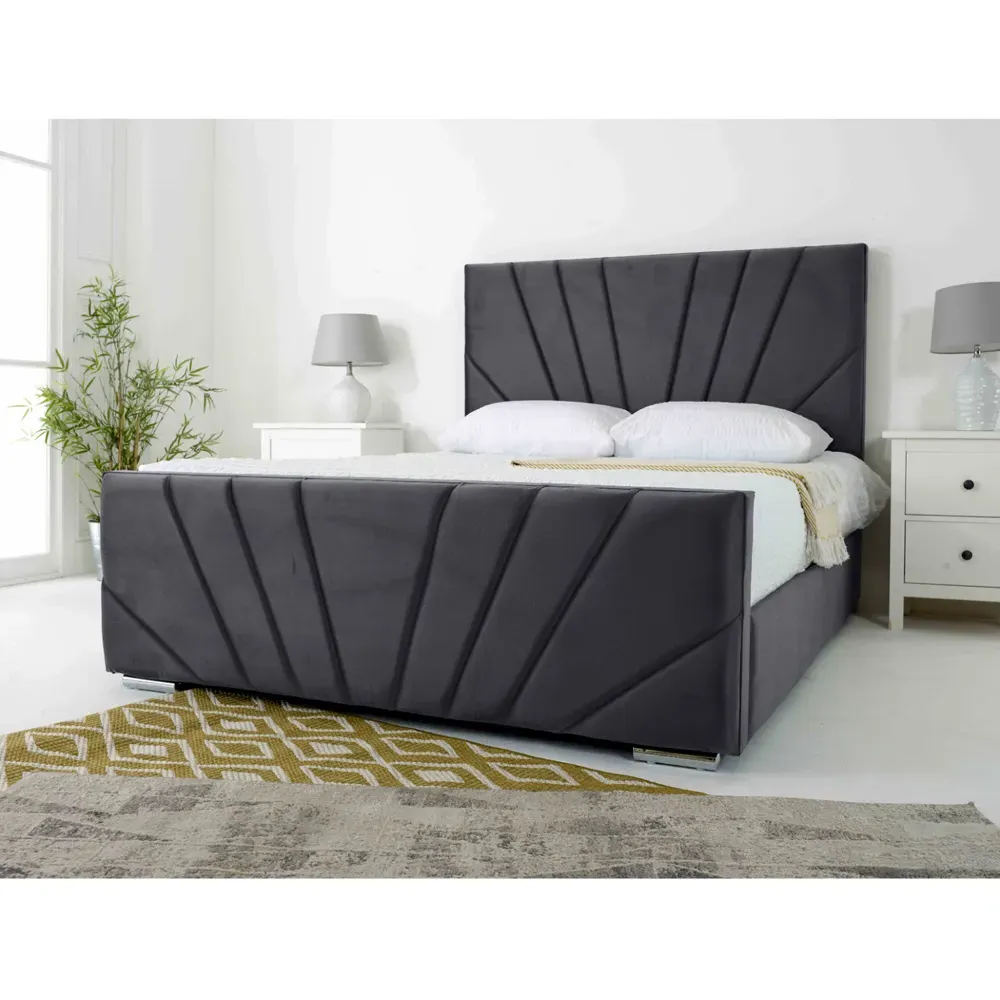 Scarlett Double Bed Frame - Steel, Velvet