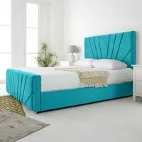 Scarlett Double Bed Frame - Teal, Velvet