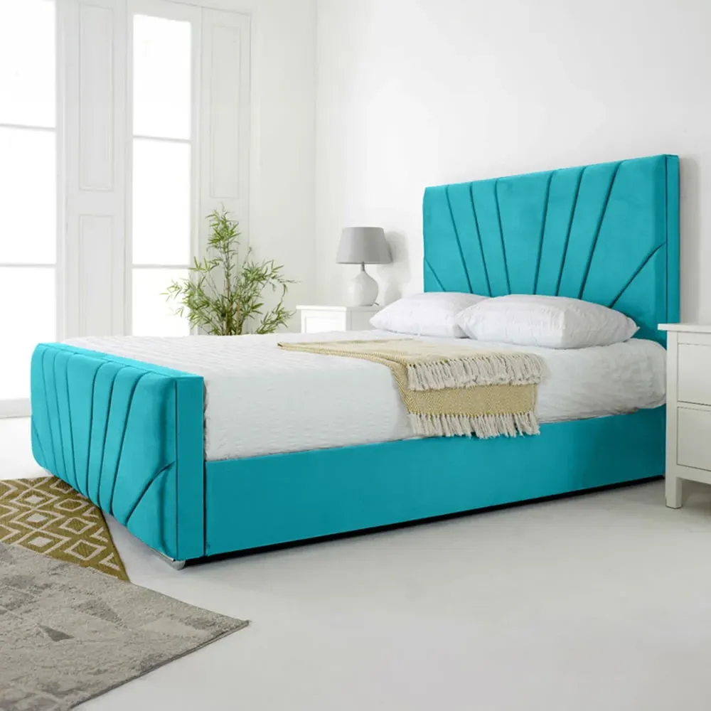 Scarlett Double Bed Frame - Teal, Velvet