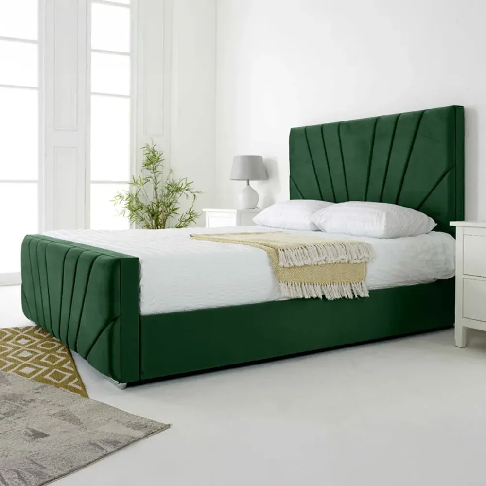 Scarlett King Size Bed Frame - Green, Velvet