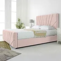Scarlett King Size Bed Frame - Pink, Velvet