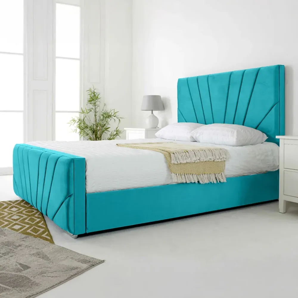 Scarlett King Size Bed Frame - Teal, Velvet