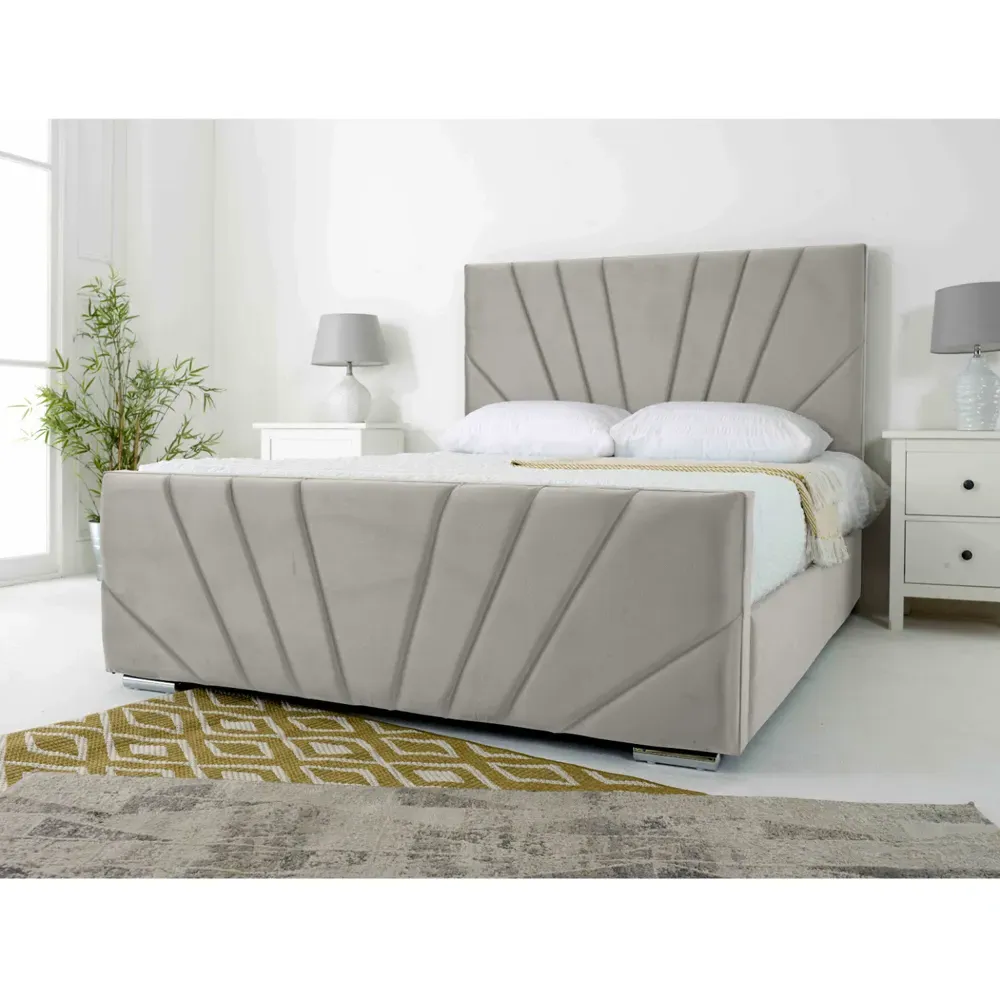Scarlett Single Bed Frame - Silver, Velvet