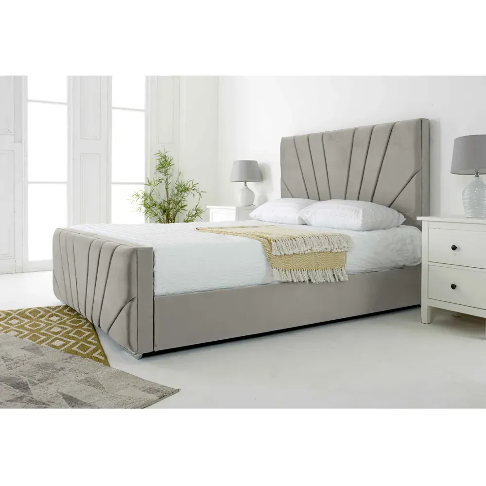 Scarlett Single Bed Frame - Silver, Velvet