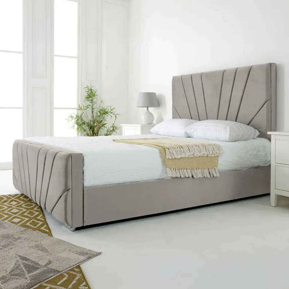 Scarlett Single Bed Frame - Silver, Velvet