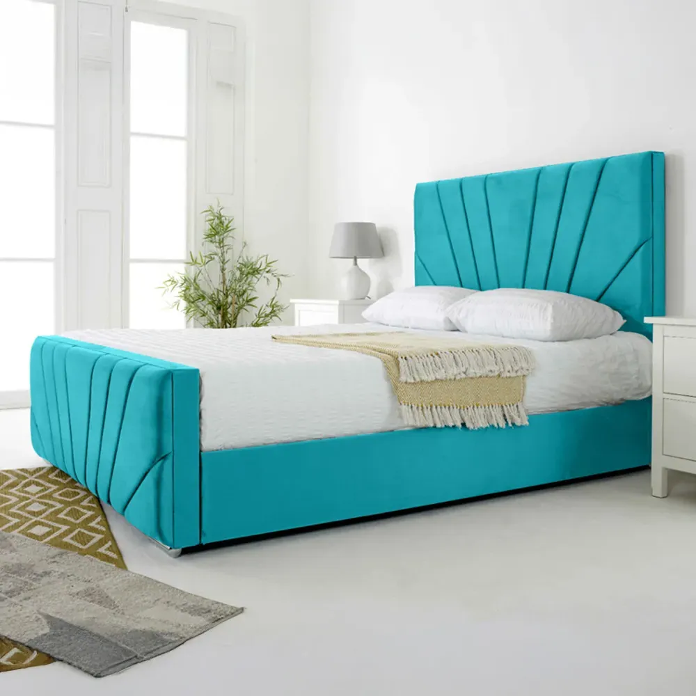 Scarlett Single Bed Frame - Teal, Velvet