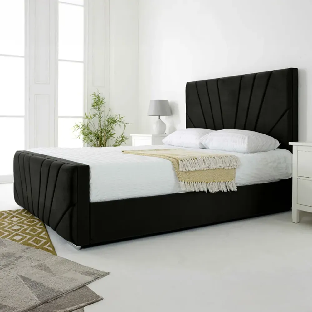 Scarlett Small Double Bed Frame - Black, Velvet
