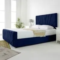 Scarlett Small Double Bed Frame - Blue, Velvet