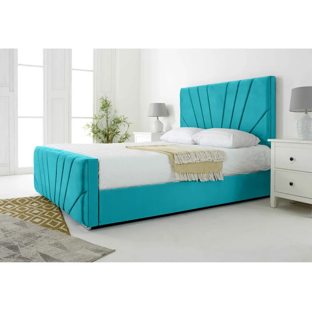 Scarlett Small Double Bed Frame - Teal, Velvet