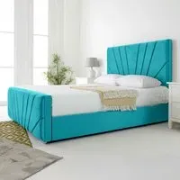 Scarlett Small Double Bed Frame - Teal, Velvet