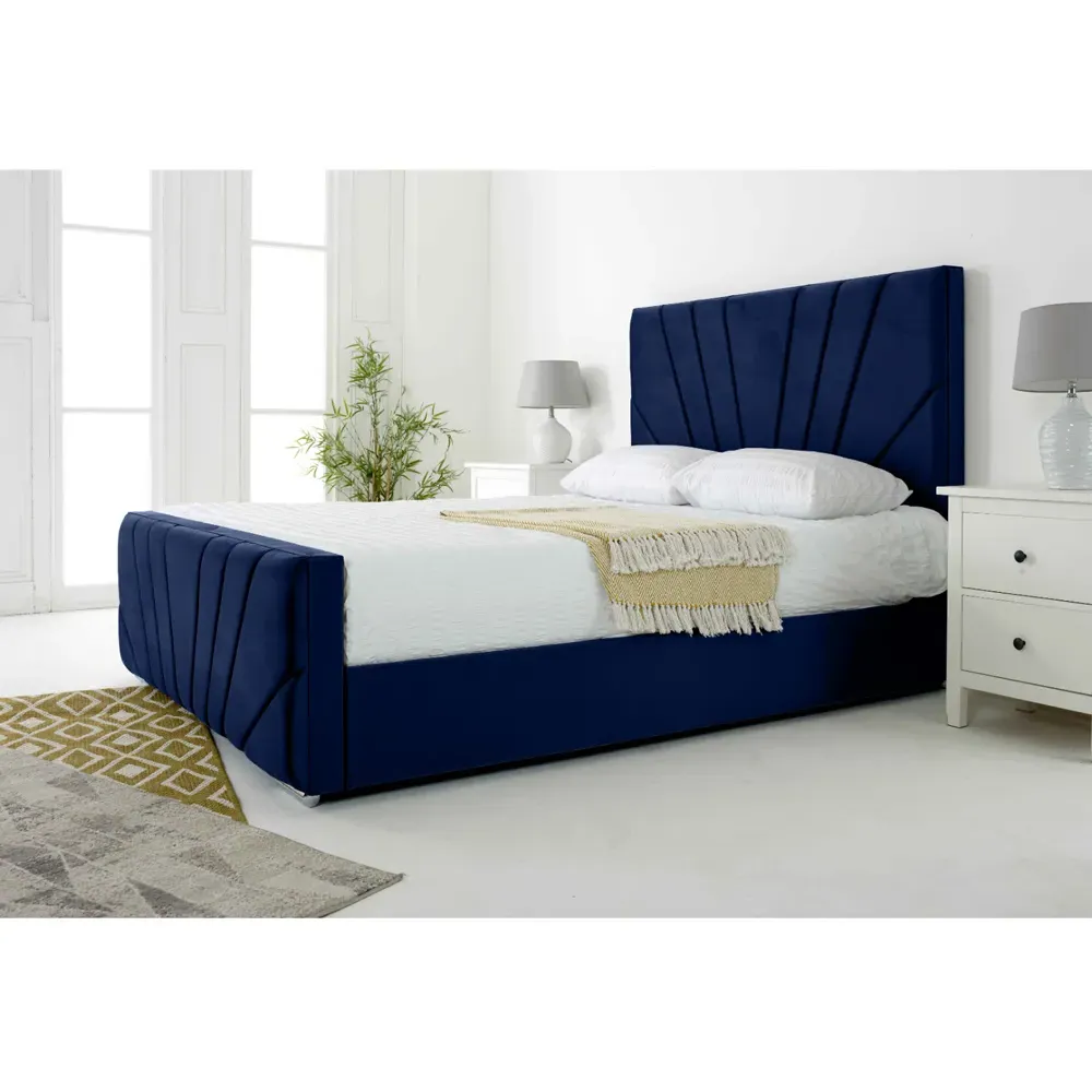 Scarlett Super King Bed Frame - Blue, Velvet