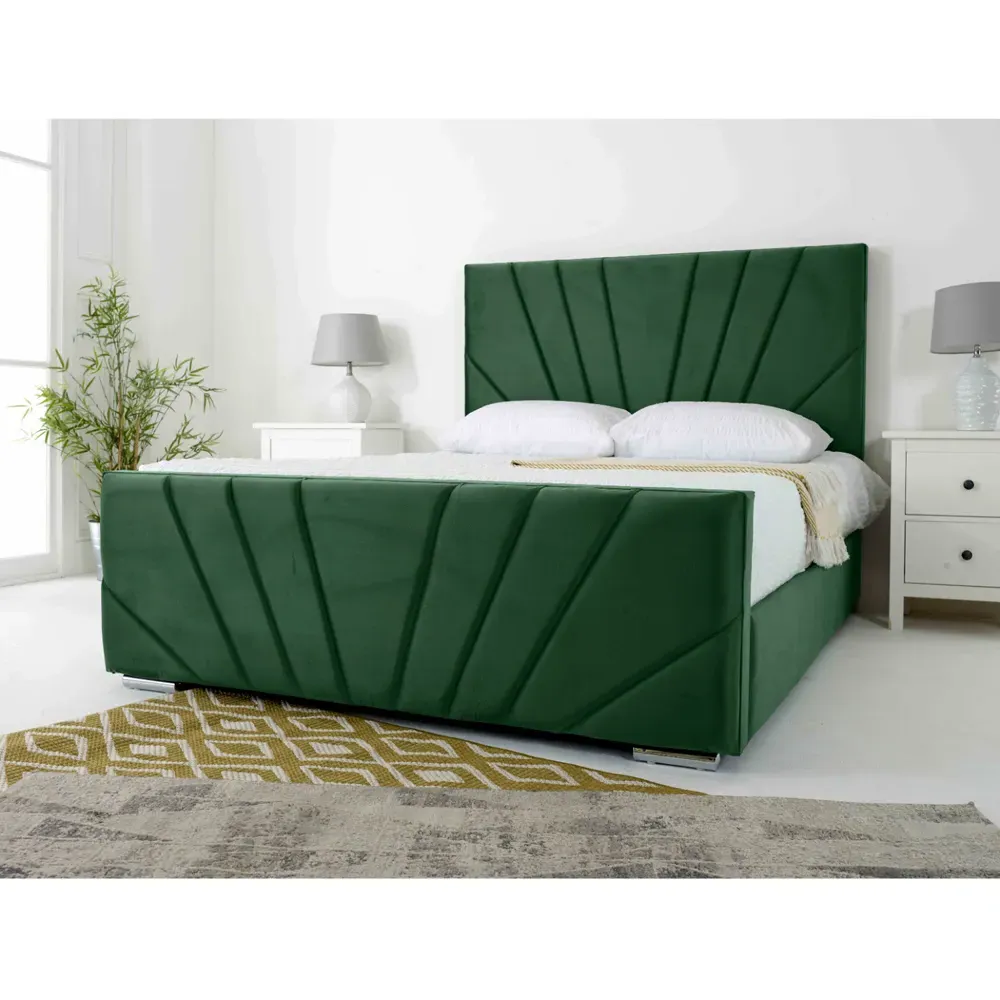 Scarlett Super King Bed Frame - Green, Velvet