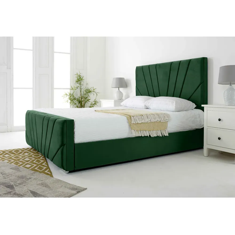 Scarlett Super King Bed Frame - Green, Velvet
