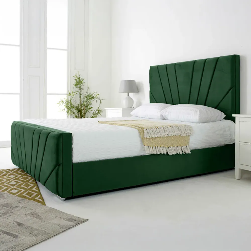 Scarlett Super King Bed Frame - Green, Velvet