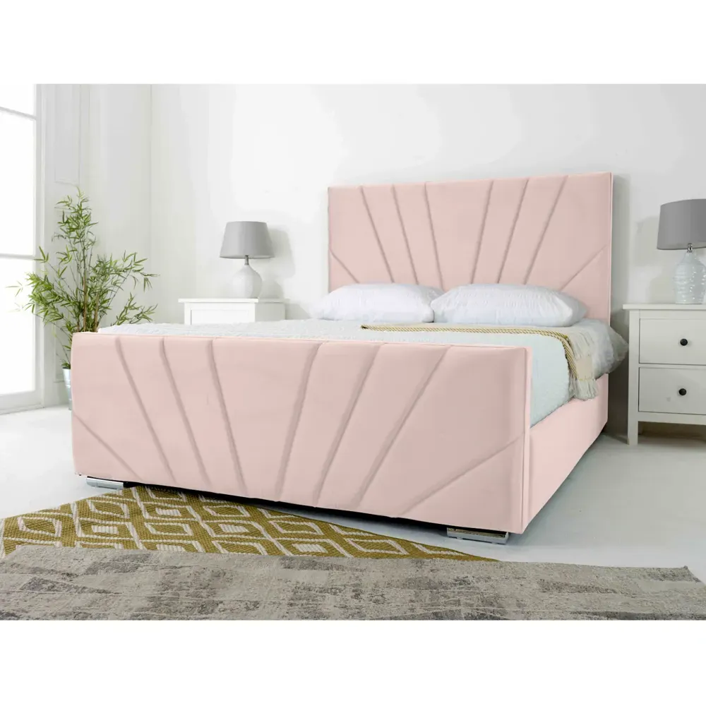 Scarlett Super King Bed Frame - Pink, Velvet