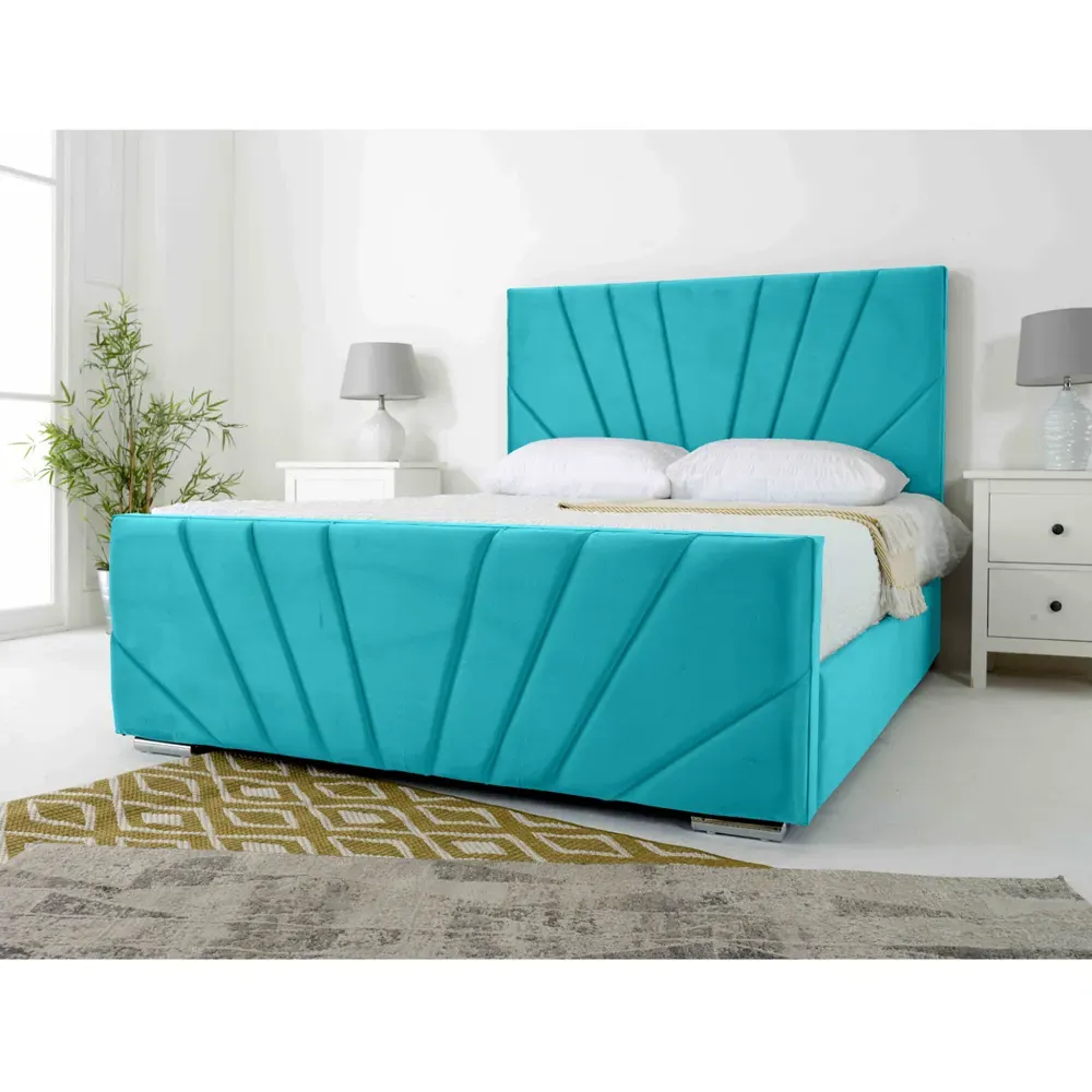 Scarlett Super King Size Bed Frame - Teal, Velvet