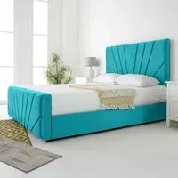 Scarlett Super King Size Bed Frame - Teal, Velvet