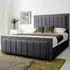 Stylus King Size Bed Frame with Lined Headboard - Grey, Velvet