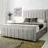 Stylus King Size Bed Frame with Lined Headboard - Silver, Velvet
