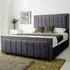 Stylus Small Double Bed Frame with Lined Headboard - Grey, Velvet