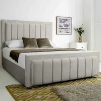 Stylus Small Double Bed Frame with Lined Headboard - Silver, Velvet