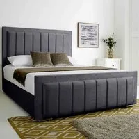 Stylus Super King Size Bed Frame with Lined Headboard - Grey, Velvet
