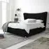 Tatum Double Bed Frame with Headboard - Black, Velvet