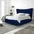 Tatum Double Bed Frame with Headboard - Blue, Velvet