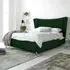 Tatum Double Bed Frame with Headboard - Green, Velvet